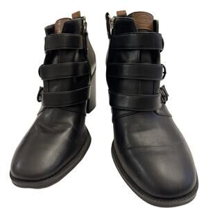 Dr Scholls Be Energized Ankle Boots Women’s Size 11 Black Chunky Heel Buckles